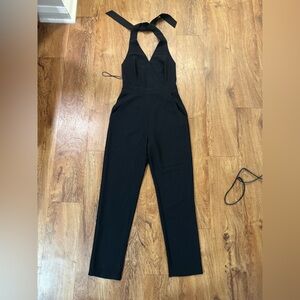 WAYF Where Are You From Women’s Small S Black Jumpsuit Backless Tie around Neck